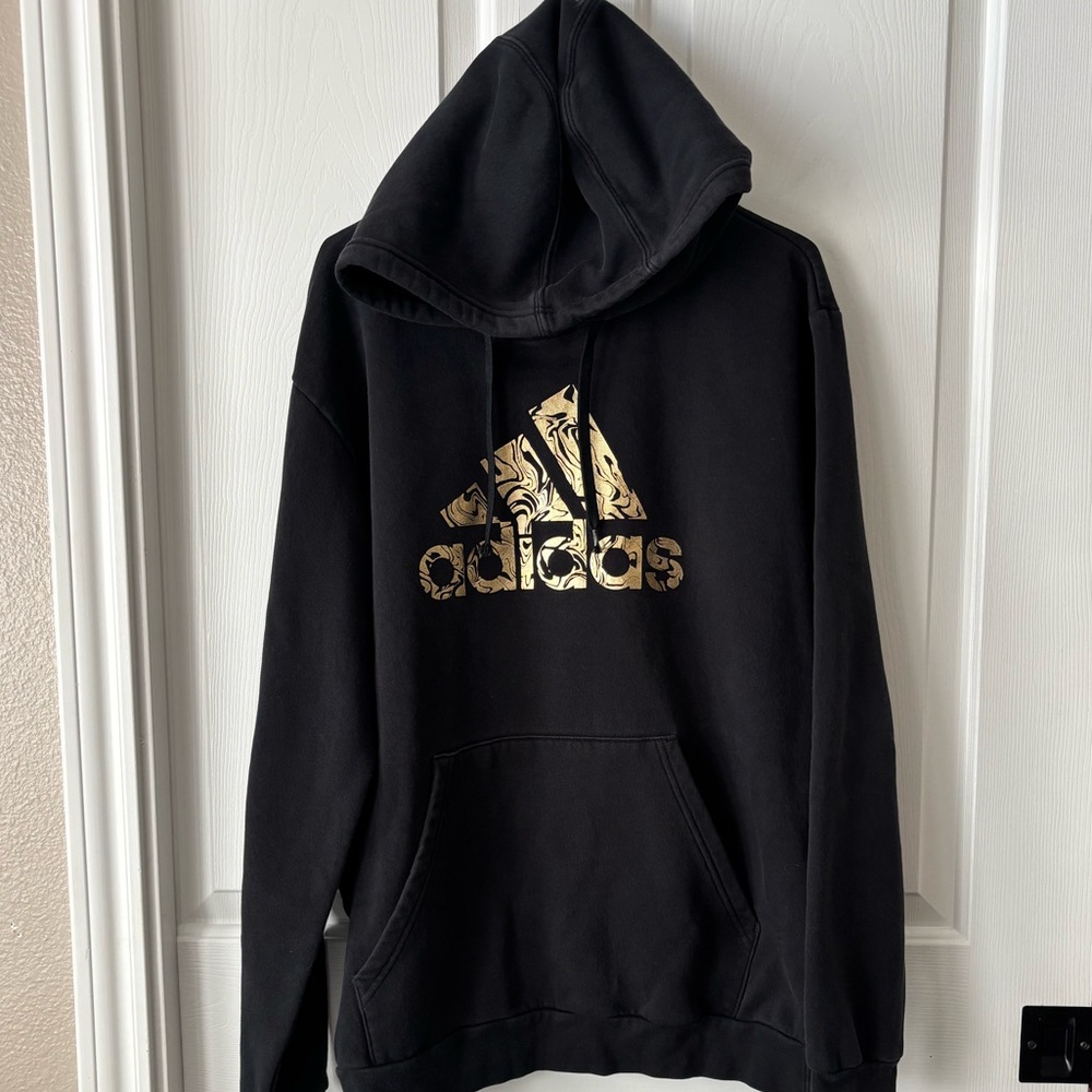Men’s Adidas Black and Gold Men's Hoodie - Large